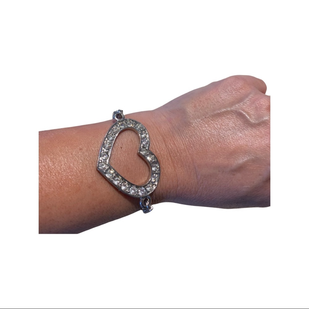 Rhinestone Heart Link Bracelet